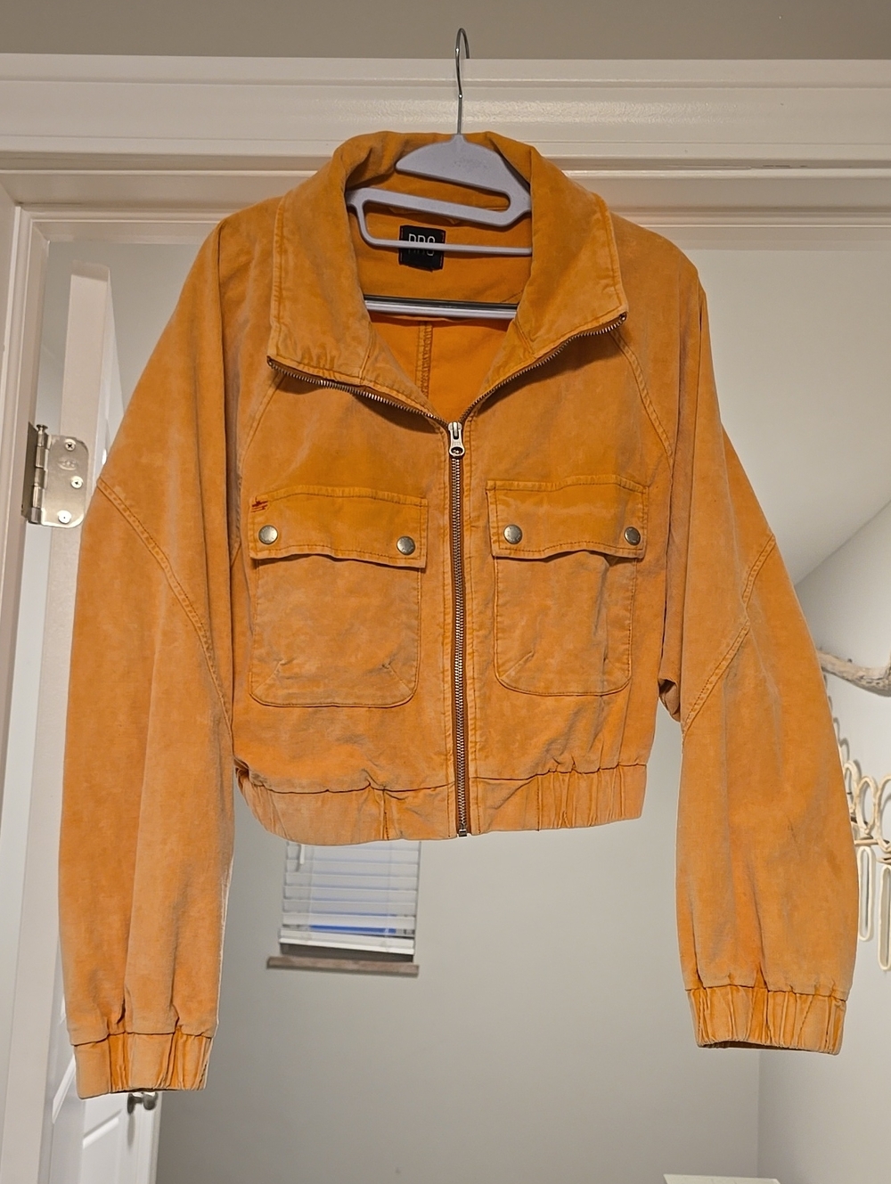 Urban Outfitters/BDG - Orange Cropped, Corduroy Bomber Jacket